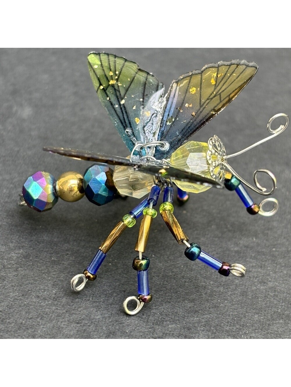 Beaded Butterfly With Iridescent Wings Insectcore Decor